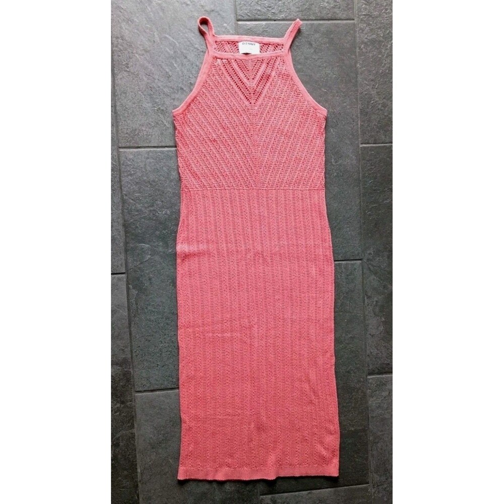 NWOT Coral Pink Crochet Midi Dress M 100% Cotton Coastal Cowgirl Boho